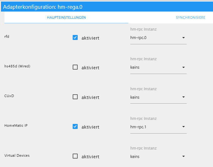 Assignment of the RPC instances