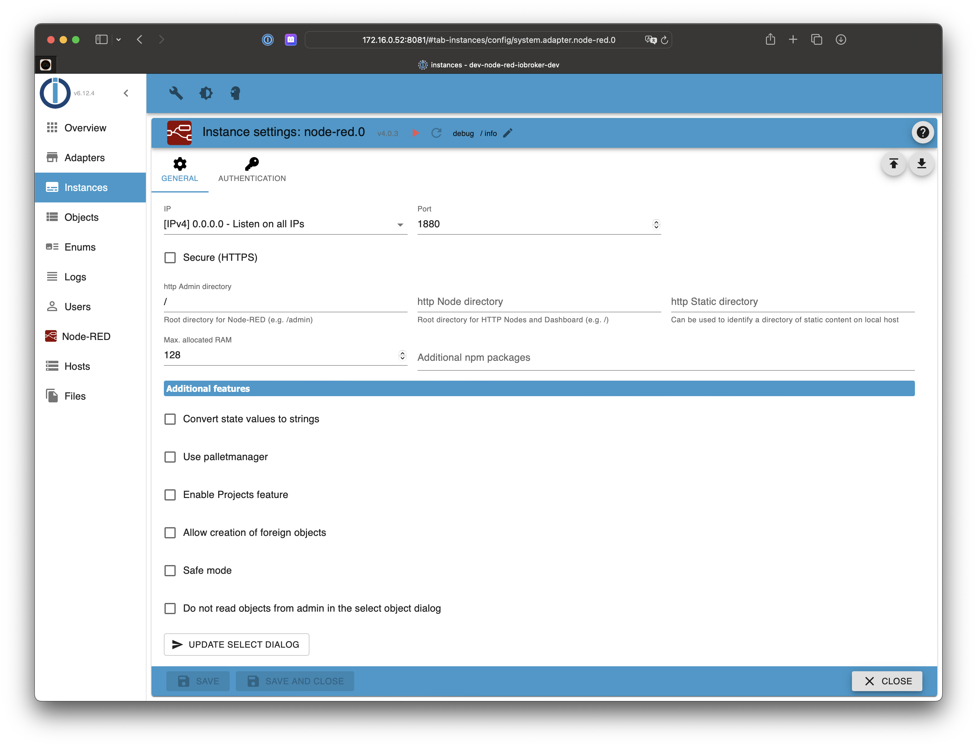 General settings